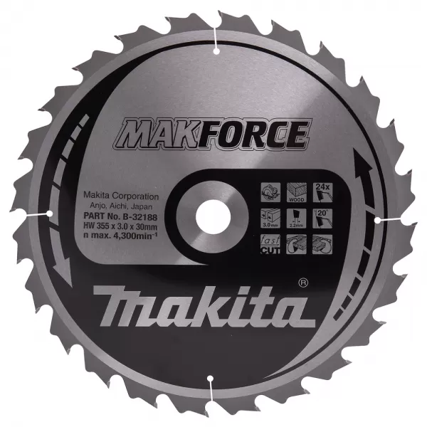 Kotouč pilový dřevo MAKFORCE 355x3x30mm 24Z Makita B-32188
