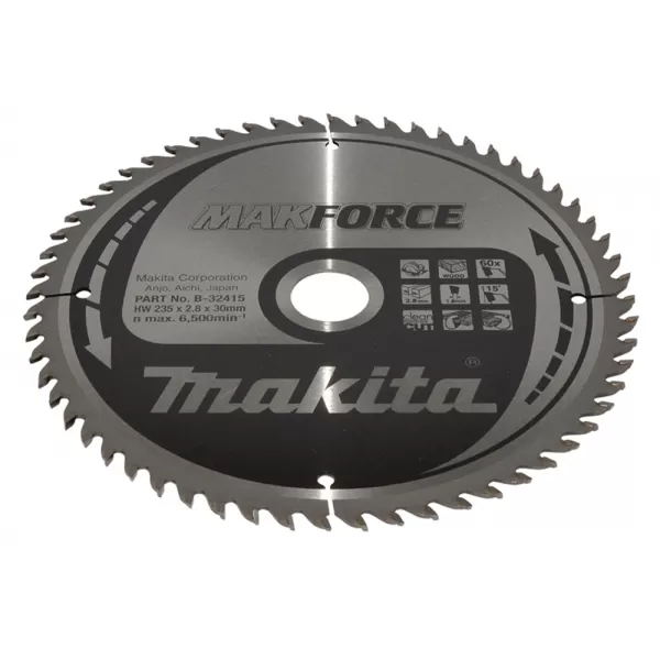 Kotouč pilový dřevo MAKFORCE 235x2,8x30mm 60Z Makita B-32415