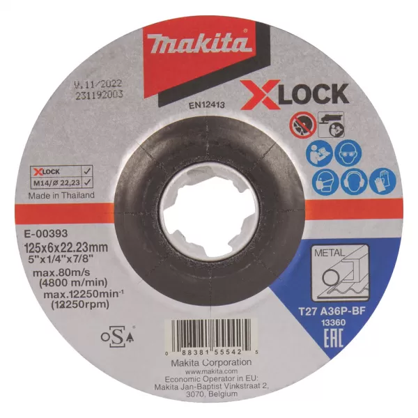 Kotouč brusný ocel X-Lock 125x6x22,23mm Makita E-00393