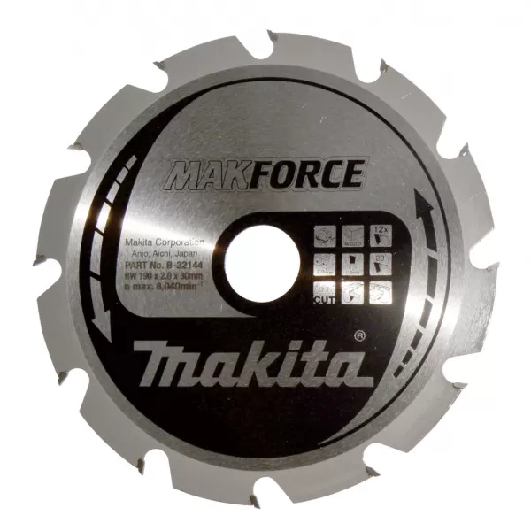 Kotouč pilový dřevo MAKFORCE 190x2x30mm 12Z Makita B-32144