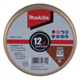 Kotouč řezný nerez 115x1,2x22,23mm, 12ks Makita D-65953-12