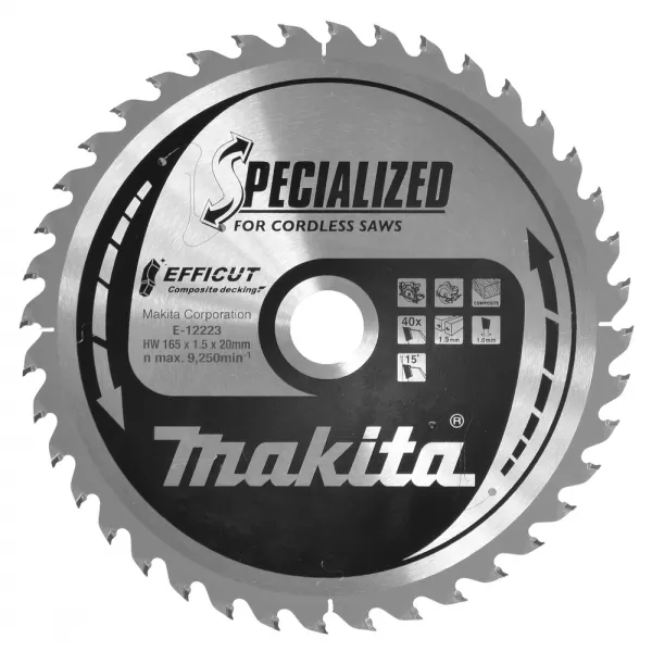 Kotouč pilový kompozitní dřevo Efficut 165x1,5x20mm 40Z Makita E-12223