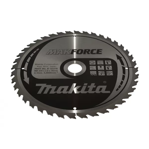 Kotouč pilový dřevo MAKFORCE 270x2,6x30mm 40Z Makita B-32378
