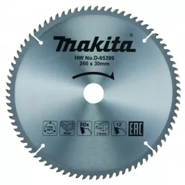 Kotouč pilový dřevo TCT 260x2,6x30mm 80Z Makita D-65399