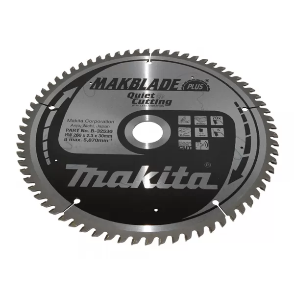 Kotouč pilový dřevo MAKBLADEplus 260x2,3x30mm 70Z Makita B-32530