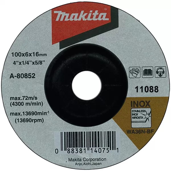 Kotouč brusný nerez 100x6x16mm Makita A-80852