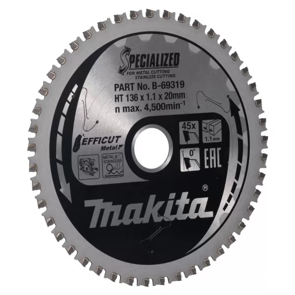 Kotouč pilový ocel Efficut 136x1,1x20mm 45Z Makita B-69319