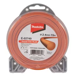 Struna nylonová Plus 2,4mm, 15m, oranžová, kulatá Makita E-02749