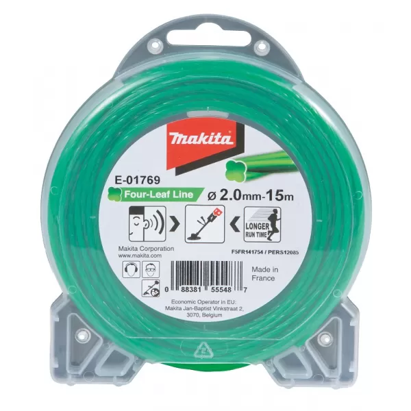 Struna nylonová speciální pro aku stroje 2,0mm, zelená, 15m Makita E-01769