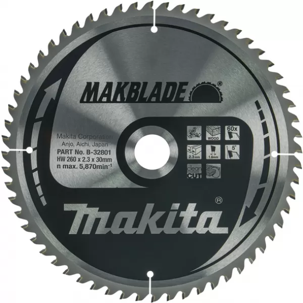 Kotouč pilový dřevo MAKBLADE 260x2,3x30mm 60Z Makita B-32801