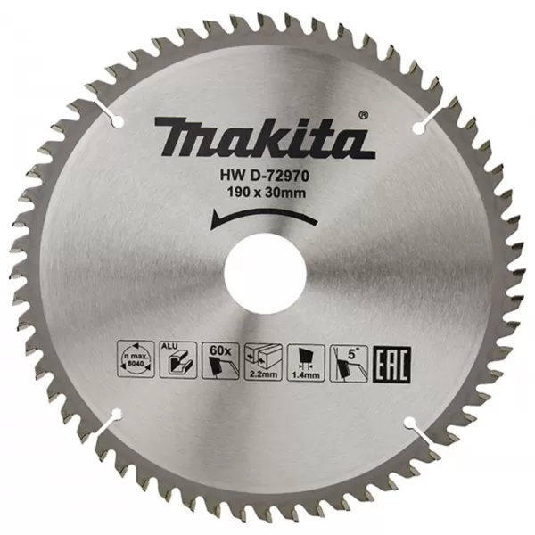 Kotouč pilový hliník TCT 190x2,2x30mm 60Z Makita D-72970