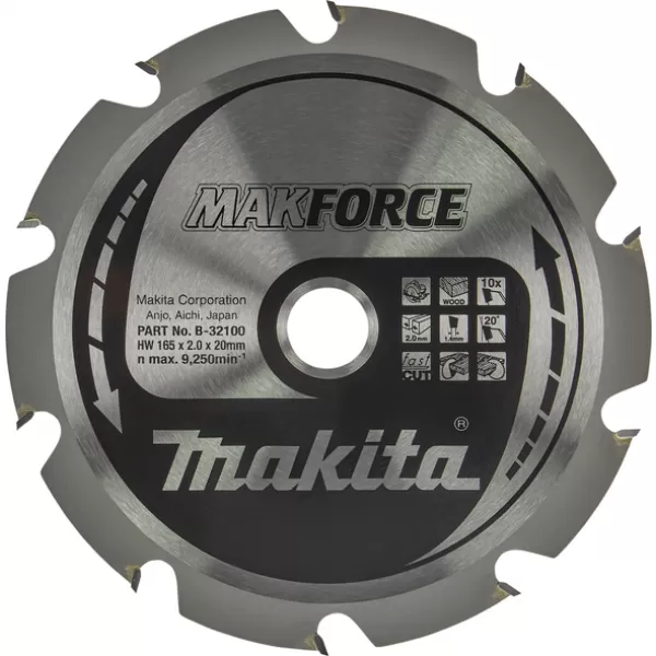 Kotouč pilový dřevo MAKFORCE 165x2x20mm 10Z Makita B-32100