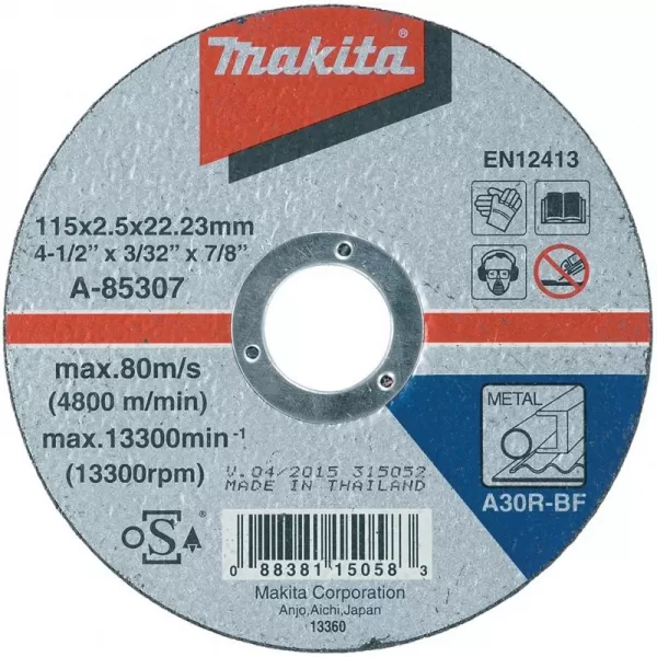 Kotouč řezný ocel 115x2,5x22,23mm Makita A-85307