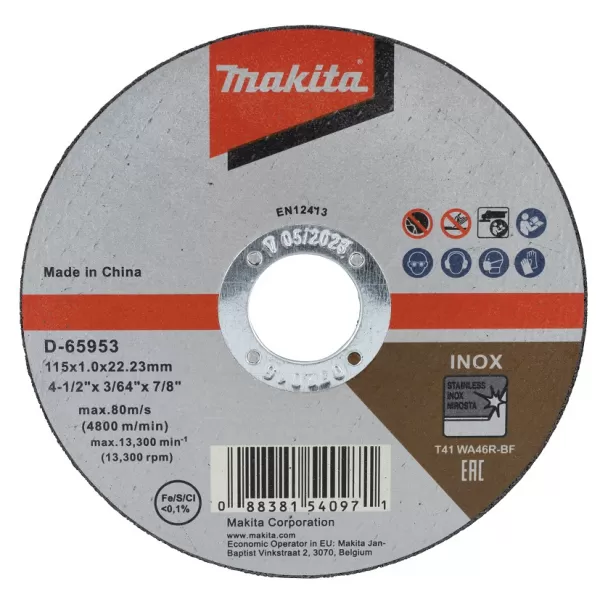 Kotouč řezný nerez 115x1,2x22,23mm Makita D-65953