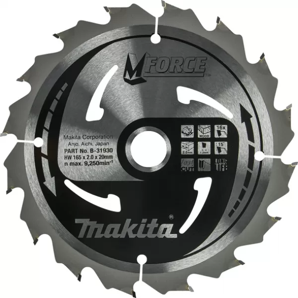 Kotouč pilový dřevo MFORCE 165x2x20mm 16Z Makita B-31930
