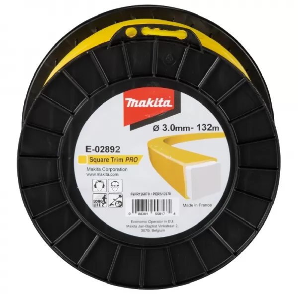 Struna nylonová Pro 3,0mm, 132m, žlutá, hranatá Makita E-02892