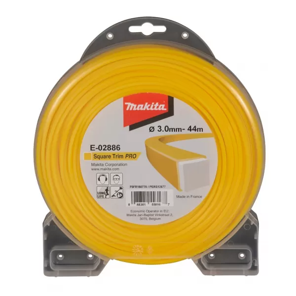 Struna nylonová Pro 3,0mm, 44m, žlutá, hranatá Makita E-02886