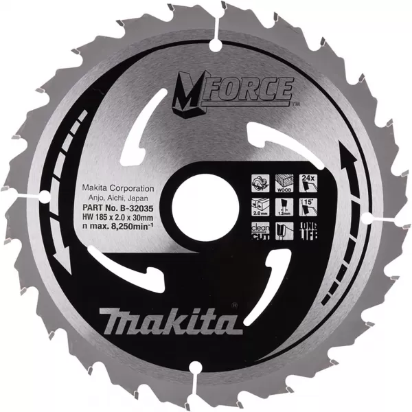 Kotouč pilový dřevo MFORCE 185x2x30mm 24Z Makita B-32035
